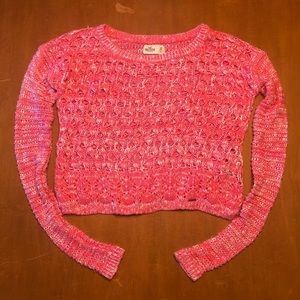 Hollister Pink Croqueted Crop Sweater